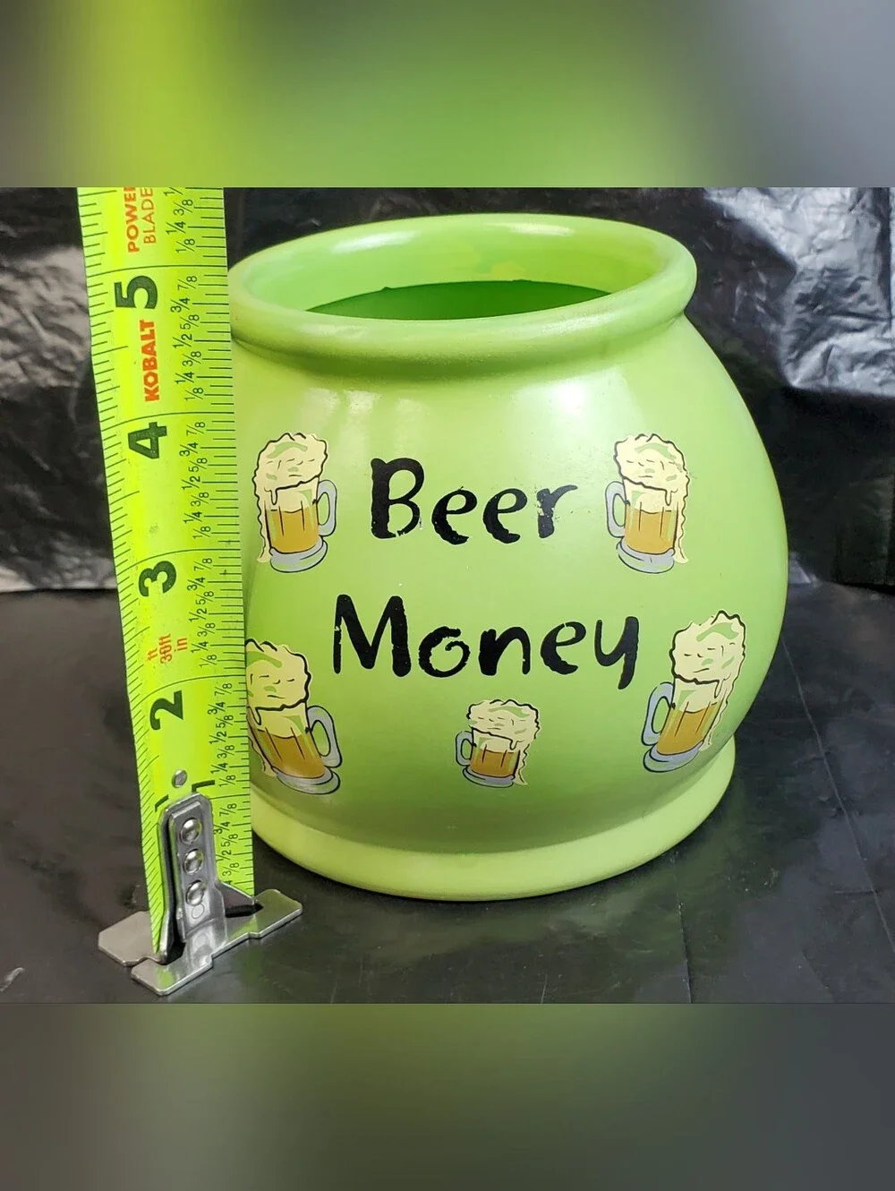 Novelty Beer Money Bar Decoration Cork Lid Ceramic Jar Breweriana Man Cave - GUC